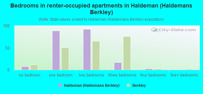 Bedrooms in renter-occupied apartments in Haldeman (Haldemans Berkley)