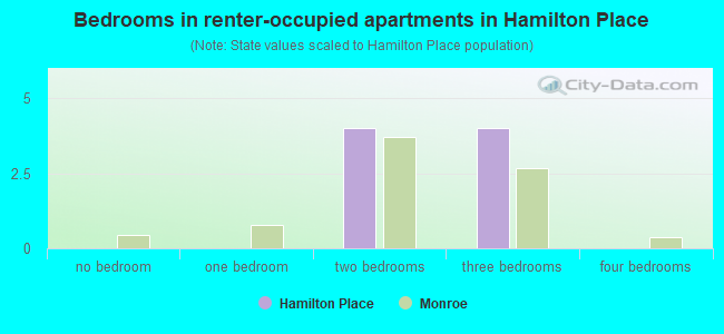 Bedrooms in renter-occupied apartments in Hamilton Place