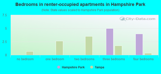 Bedrooms in renter-occupied apartments in Hampshire Park
