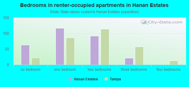 Bedrooms in renter-occupied apartments in Hanan Estates