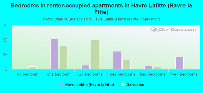 Bedrooms in renter-occupied apartments in Havre Lafitte (Havre la Fitte)