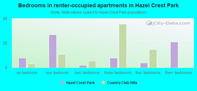 Bedrooms in renter-occupied apartments in Hazel Crest Park
