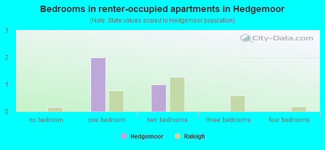 Bedrooms in renter-occupied apartments in Hedgemoor