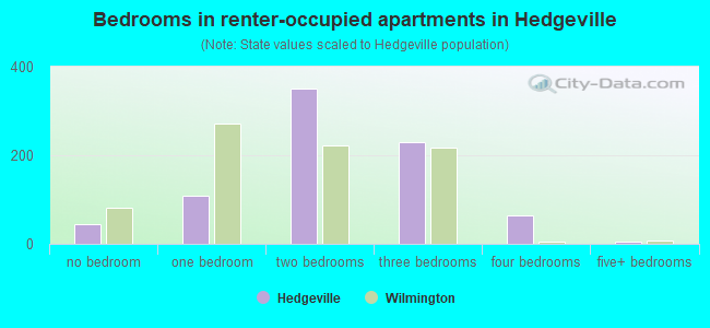 Bedrooms in renter-occupied apartments in Hedgeville