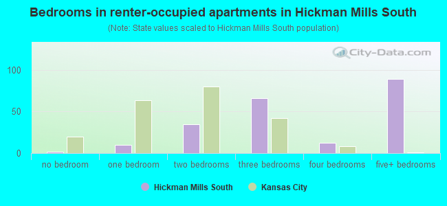 Bedrooms in renter-occupied apartments in Hickman Mills South