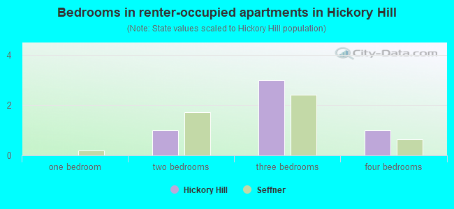 Bedrooms in renter-occupied apartments in Hickory Hill