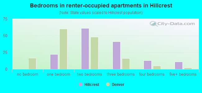 Bedrooms in renter-occupied apartments in Hillcrest