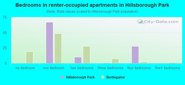 Bedrooms in renter-occupied apartments in Hillsborough Park