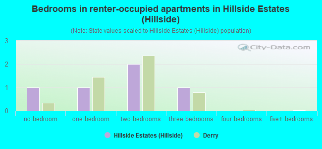 Bedrooms in renter-occupied apartments in Hillside Estates (Hillside)