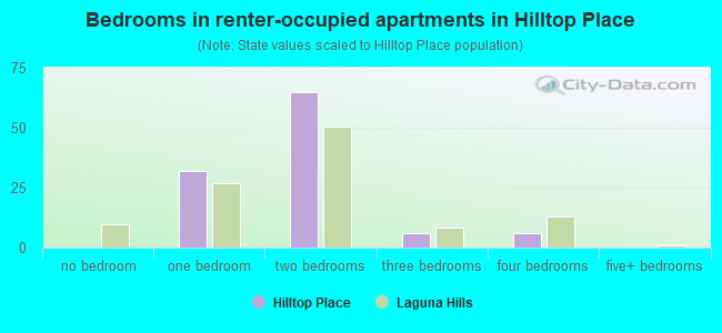 Bedrooms in renter-occupied apartments in Hilltop Place