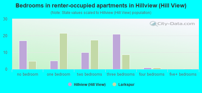 Bedrooms in renter-occupied apartments in Hillview (Hill View)
