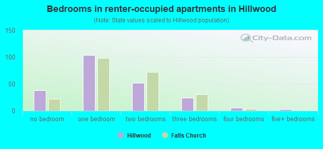 Bedrooms in renter-occupied apartments in Hillwood