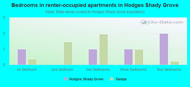Bedrooms in renter-occupied apartments in Hodges Shady Grove