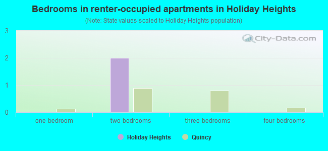 Bedrooms in renter-occupied apartments in Holiday Heights