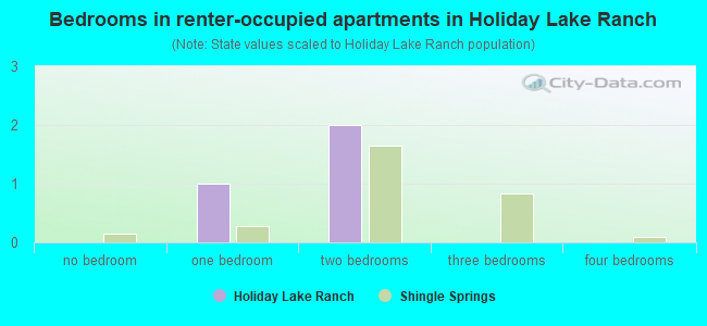 Bedrooms in renter-occupied apartments in Holiday Lake Ranch