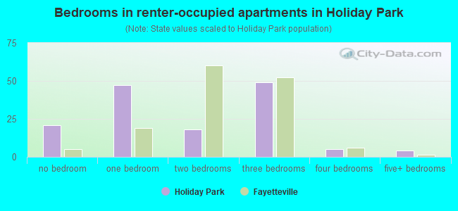 Bedrooms in renter-occupied apartments in Holiday Park