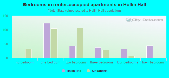 Bedrooms in renter-occupied apartments in Hollin Hall