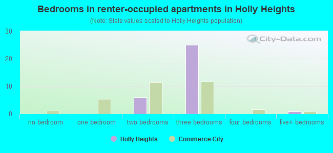 Bedrooms in renter-occupied apartments in Holly Heights