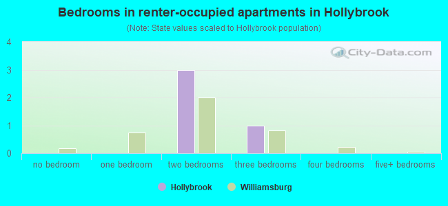 Bedrooms in renter-occupied apartments in Hollybrook