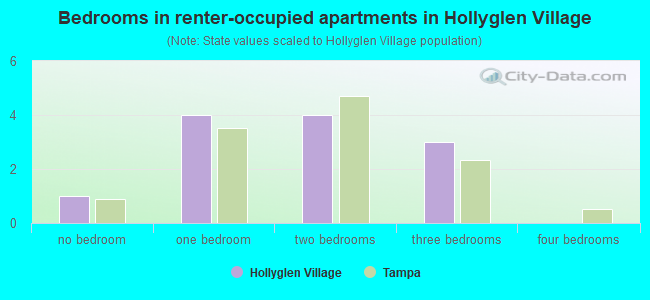 Bedrooms in renter-occupied apartments in Hollyglen Village
