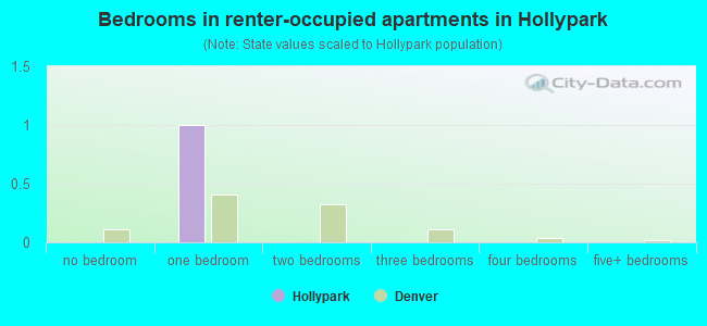 Bedrooms in renter-occupied apartments in Hollypark
