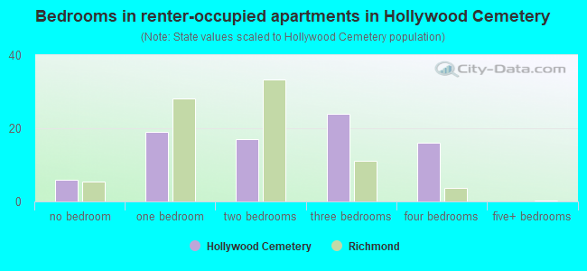 Bedrooms in renter-occupied apartments in Hollywood Cemetery