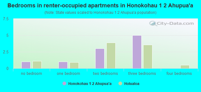 Bedrooms in renter-occupied apartments in Honokohau 1  2 Ahupua`a