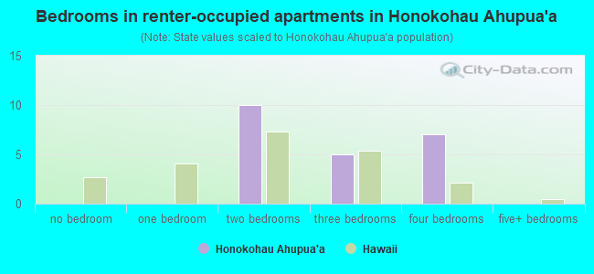 Bedrooms in renter-occupied apartments in Honokohau Ahupua`a