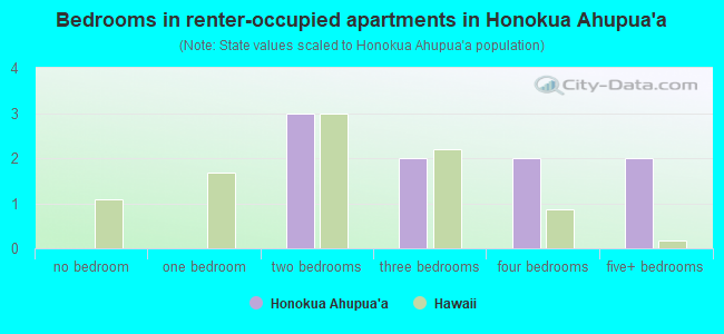 Bedrooms in renter-occupied apartments in Honokua Ahupua`a