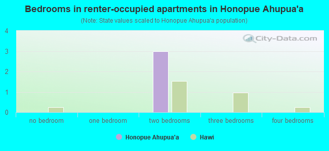 Bedrooms in renter-occupied apartments in Honopue Ahupua`a