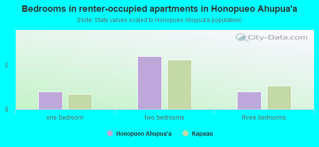 Bedrooms in renter-occupied apartments in Honopueo Ahupua`a