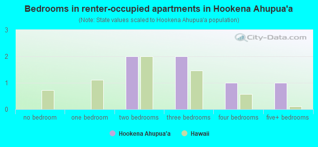 Bedrooms in renter-occupied apartments in Hookena Ahupua`a
