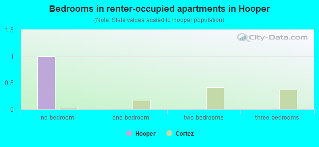Bedrooms in renter-occupied apartments in Hooper