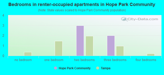 Bedrooms in renter-occupied apartments in Hope Park Community