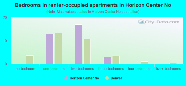 Bedrooms in renter-occupied apartments in Horizon Center No