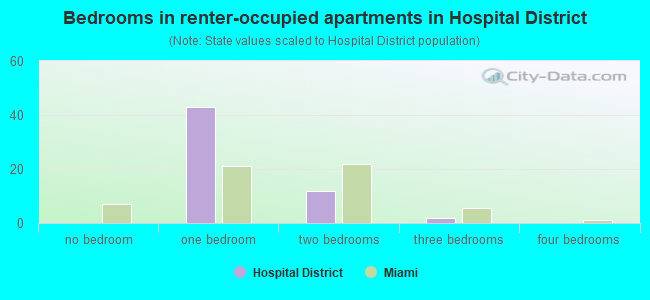 Bedrooms in renter-occupied apartments in Hospital District