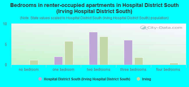 Bedrooms in renter-occupied apartments in Hospital District South (Irving Hospital District South)