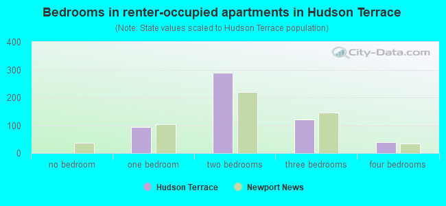 Bedrooms in renter-occupied apartments in Hudson Terrace