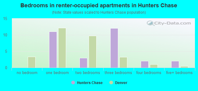 Bedrooms in renter-occupied apartments in Hunters Chase