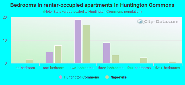 Bedrooms in renter-occupied apartments in Huntington Commons