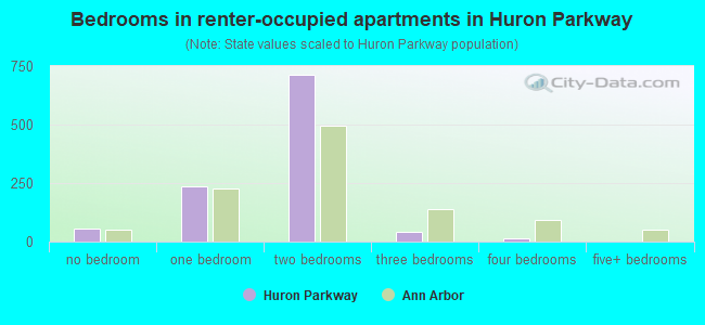 Bedrooms in renter-occupied apartments in Huron Parkway