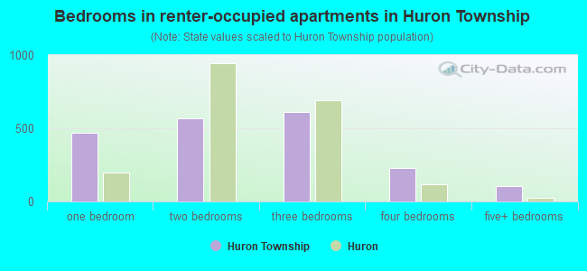 Bedrooms in renter-occupied apartments in Huron Township