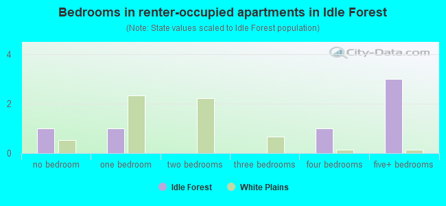 Bedrooms in renter-occupied apartments in Idle Forest