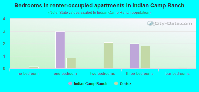 Bedrooms in renter-occupied apartments in Indian Camp Ranch