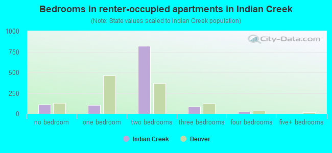 Bedrooms in renter-occupied apartments in Indian Creek