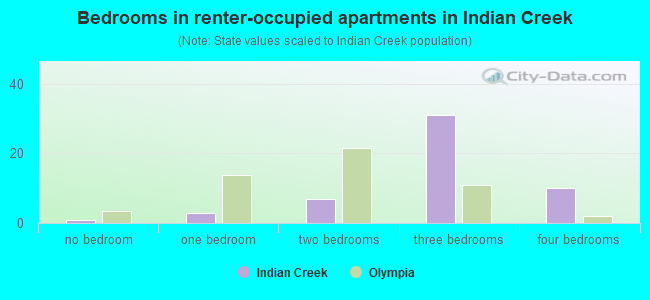 Bedrooms in renter-occupied apartments in Indian Creek