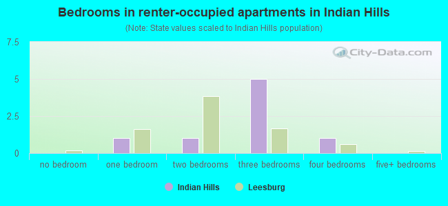 Bedrooms in renter-occupied apartments in Indian Hills