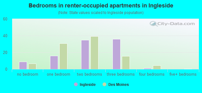 Bedrooms in renter-occupied apartments in Ingleside