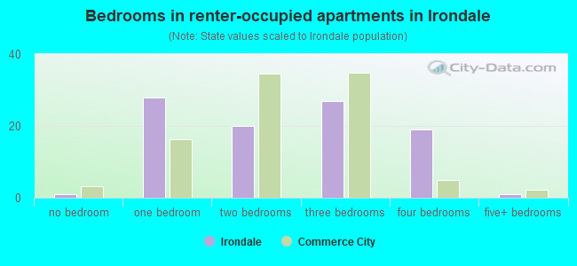 Bedrooms in renter-occupied apartments in Irondale