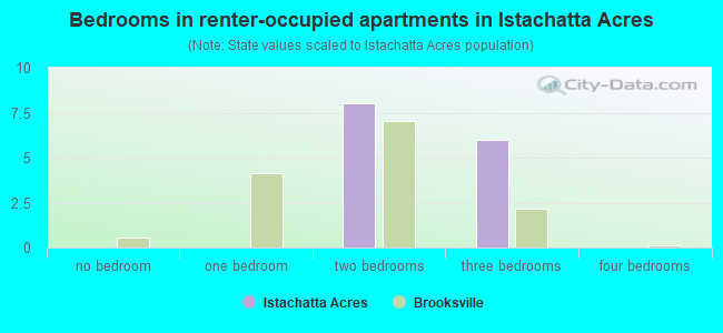 Bedrooms in renter-occupied apartments in Istachatta Acres